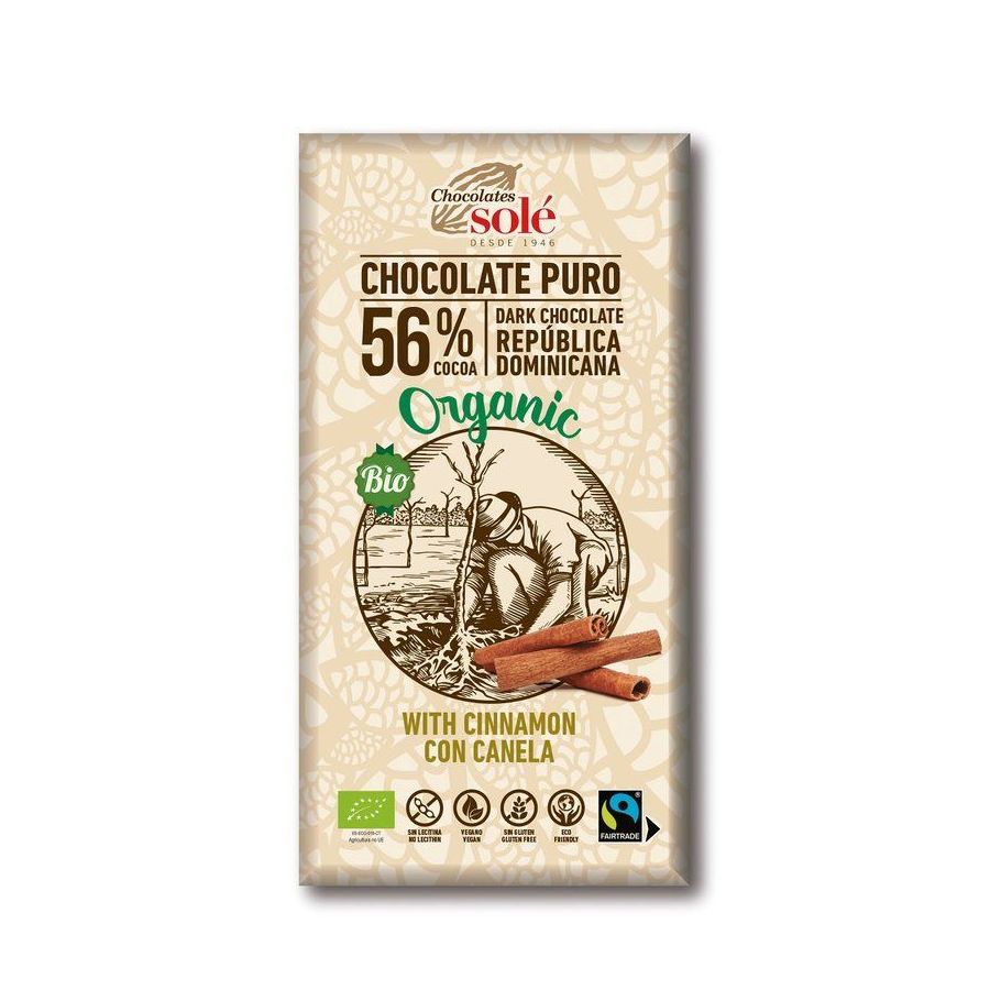Chocolates Solé - 56% bio čokoláda se skořicí