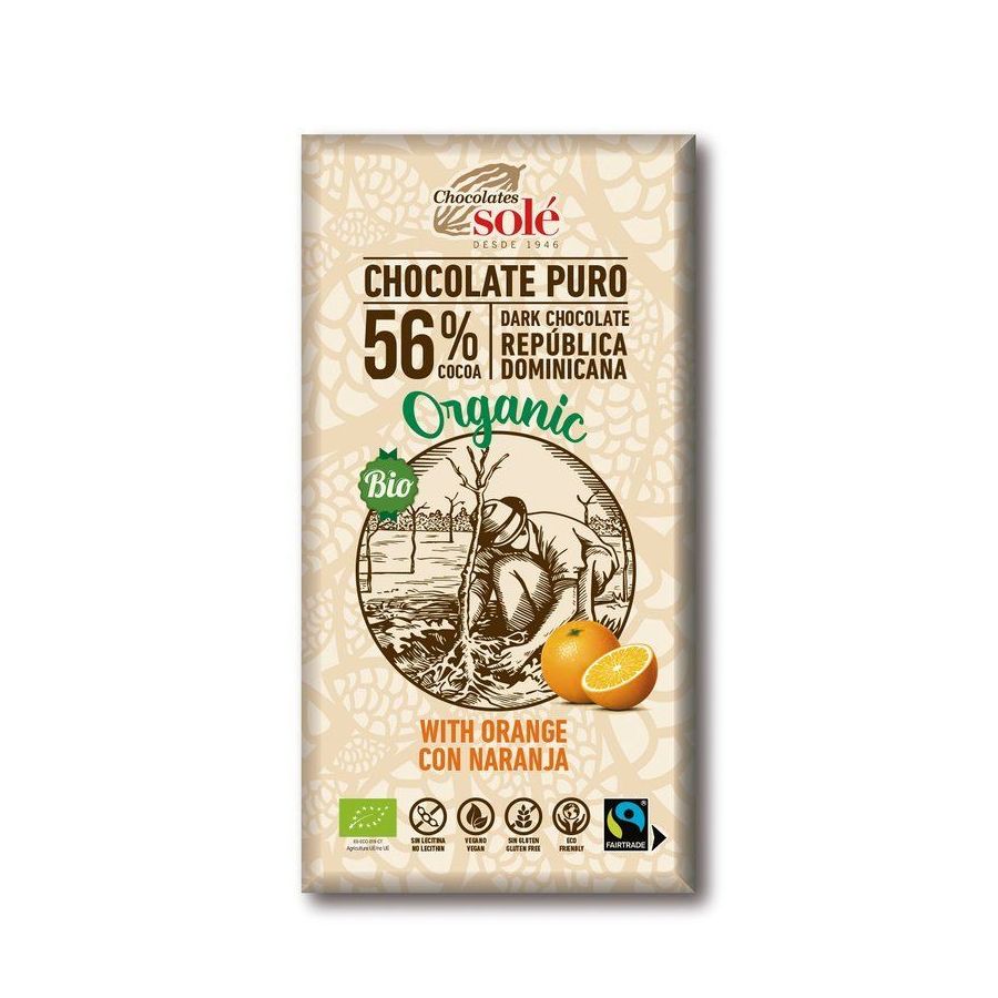Chocolates Solé - 56% bio čokoláda s pomerančem