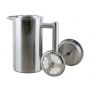 Modern all stainless steel French press with a capacity of 350 ml for easy preparation of fresh coffee. Also suitable for preparing teas or herbs.