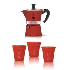 Dárkový set Bialetti moka express 3 porce + 3 šálky, červený 2