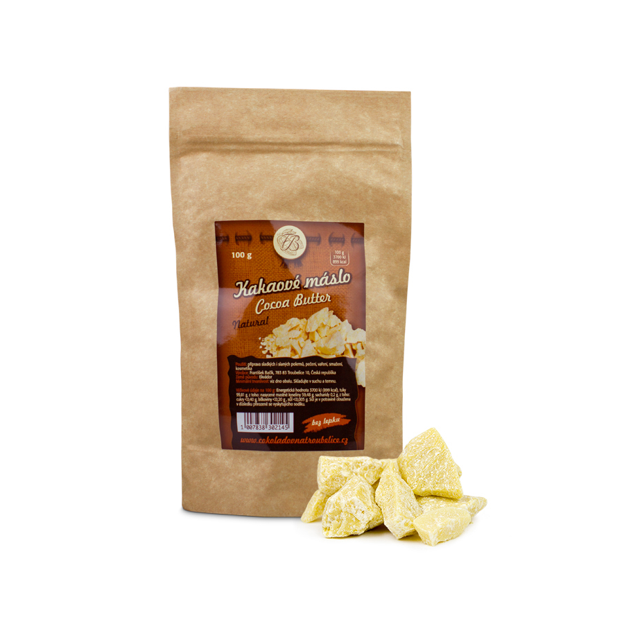 Kakaové máslo natural, 100g, čokoládovna Troubelice