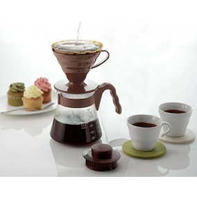 Pour over sada Hario V60 hnědý (VCSD-02CBR) 2