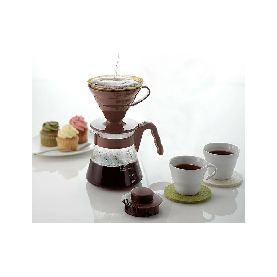 Pour over kit Hario V60 brown (VCSD-02CBR)