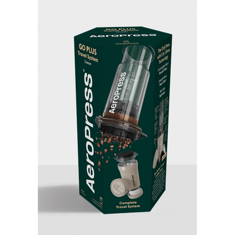 Aeropress GO Plus Travel System - krémový