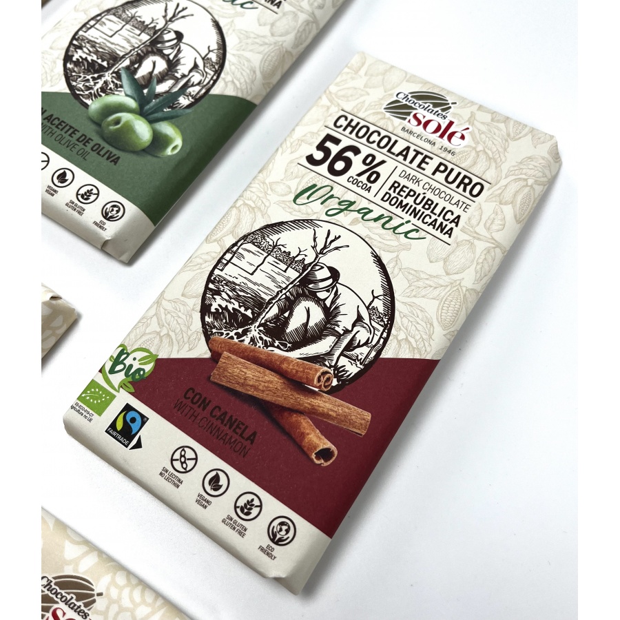 Chocolates Solé - 56% bio čokoláda se skořicí