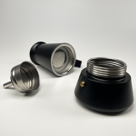 Kaffia Black 4 Cup Moka Pot - Black