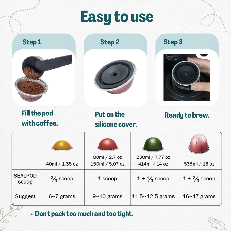 Sealpod replacement  cap for Nespresso® Vertuo stainless steel capsule