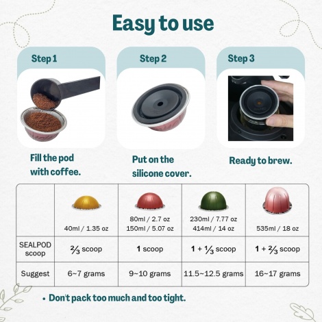 2x Sealpod replacement cap for Nespresso VertuoLine® and Vertuo® capsules.