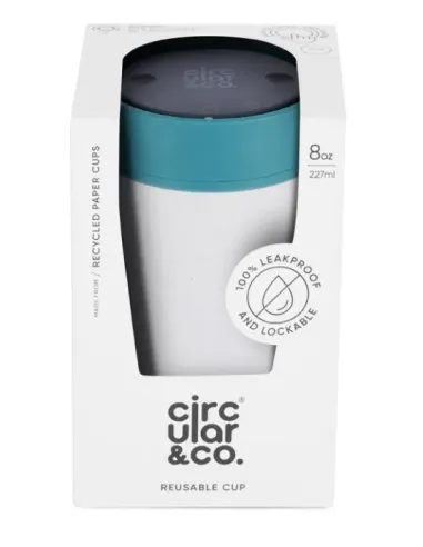 Circular Cup (rcup) Chalk and Aquamarine 227 ml