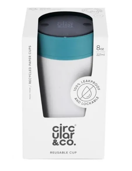 Circular Cup (rcup) Chalk and Aquamarine 227 ml