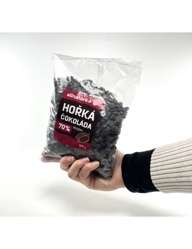 Allnature Hořká čokoláda 70% pecičky 500 g