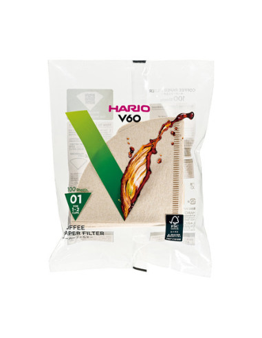 Papírové filtry Hario V60-01 100 ks, nebělené (VCF-01-100M)