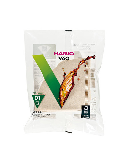 Papírové filtry Hario V60-01 100 ks, nebělené (VCF-01-100M)
