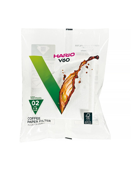 Papírové filtry Hario V60-02 100 ks, bílé (VCF-02-100W)