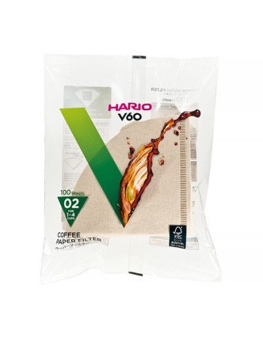 Papírové filtry Hario V60-02 100 ks, nebělené (VCF-02-100M)