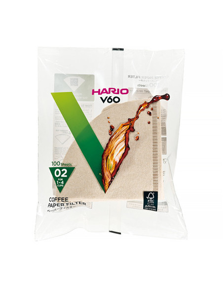 Papírové filtry Hario V60-02 100 ks, nebělené (VCF-02-100M)