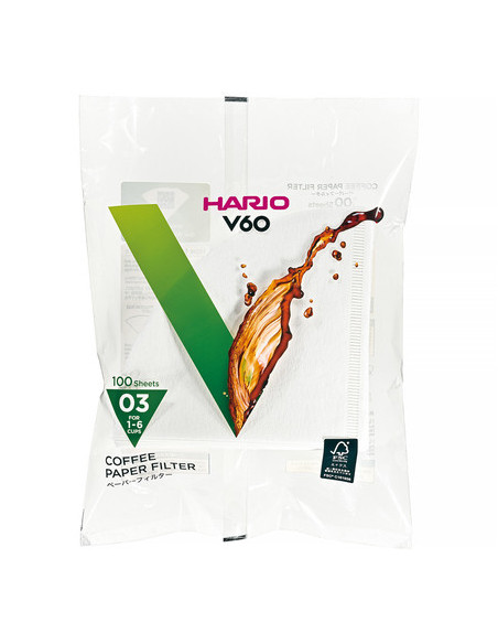Paper filters Hario V60-03 100 pcs, white (VCF-03-100W)