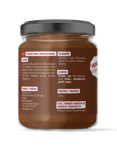 Allnature Arašídové máslo s hořkou čokoládou 500 g