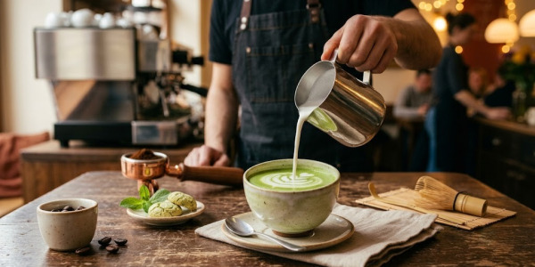 A matcha latte elkészítése